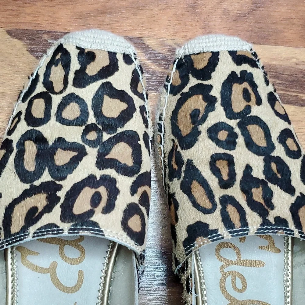 Sam Edelman Khloe Calf Hair Espadrille Leopard Print Leather 8.5